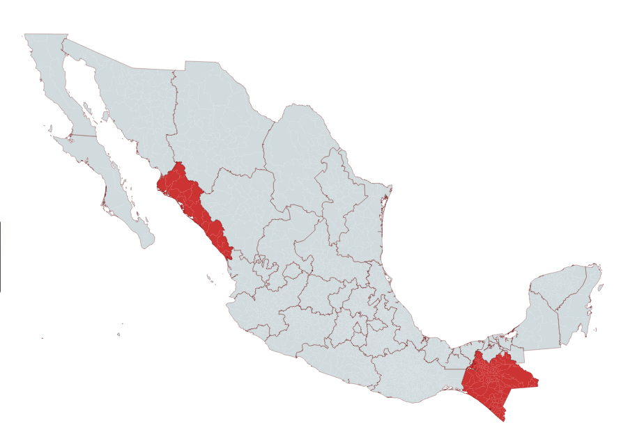 Mapa de la zona de trabajo de ProEduca en Sinaloa